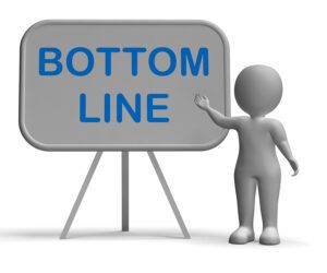 Bottom Line Whiteboard Showing Reduce Costs Grow Income