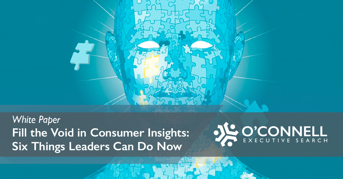 Fill the Void in Consumer Insights: Six Things Leaders Can Do Now graphic showing an illustrated head made of puzzle pieces