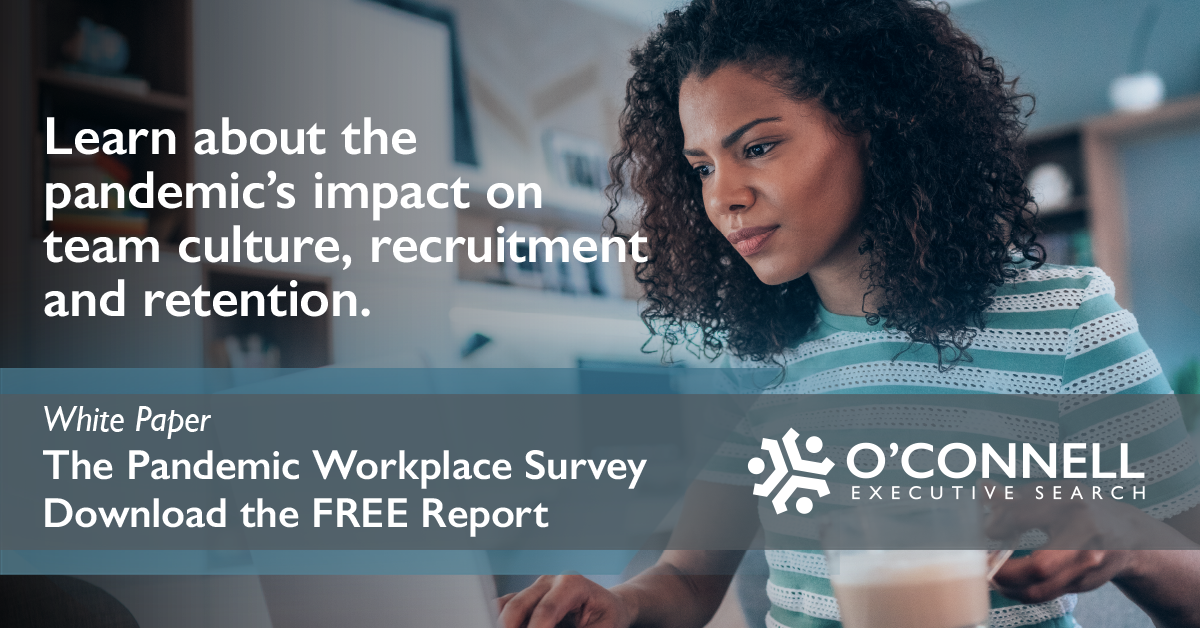 Learn about the pandemic’s impact on team culture, recruitment and retention. Download the Pandemic Workplace Survey graphic showing a woman working from home