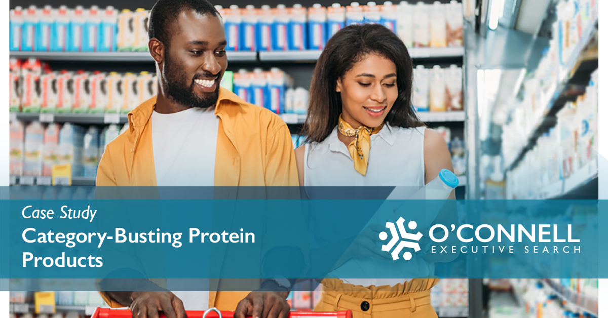 2023-OCG-case-study-graphic-category-busting-protein-products Category-busting protein products case study showing a couple shopping for healthy, protein products